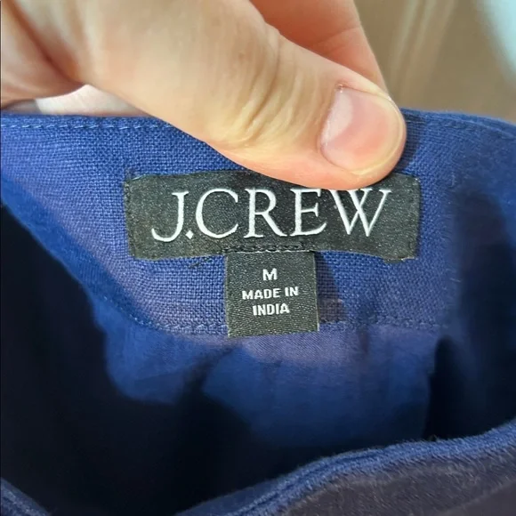 j.Crew Claudia blue linen dress with button accents size medium pockets - Picture 3 of 5